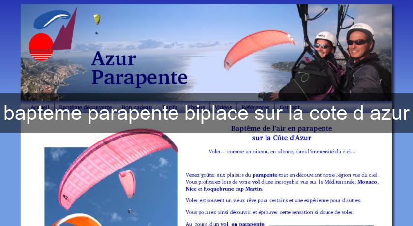 bapteme parapente biplace sur la cote d'azur