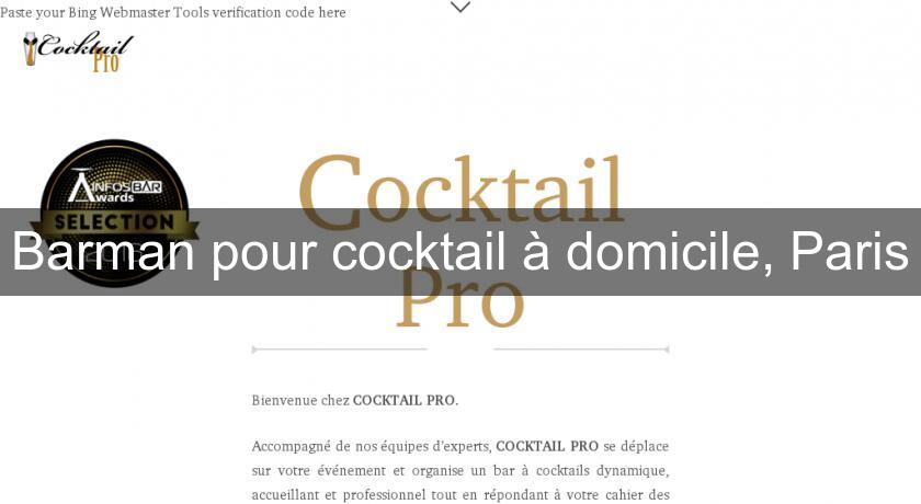 Barman pour cocktail à domicile, Paris