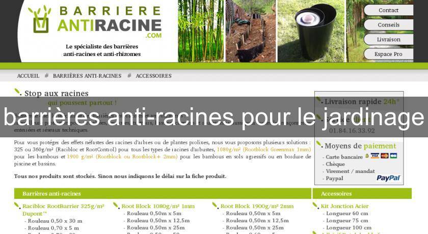 barrières anti-racines pour le jardinage