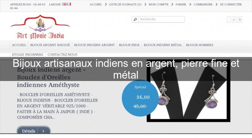 Bijoux artisanaux indiens en argent, pierre fine et métal