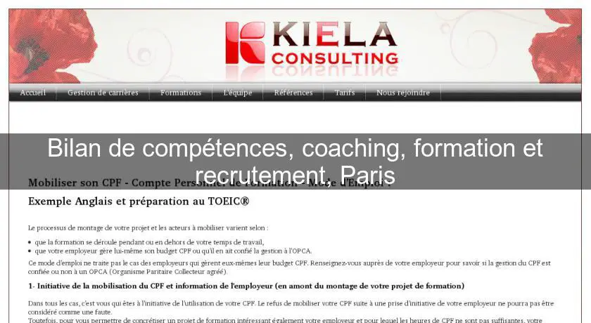 Bilan de compétences, coaching, formation et recrutement, Paris