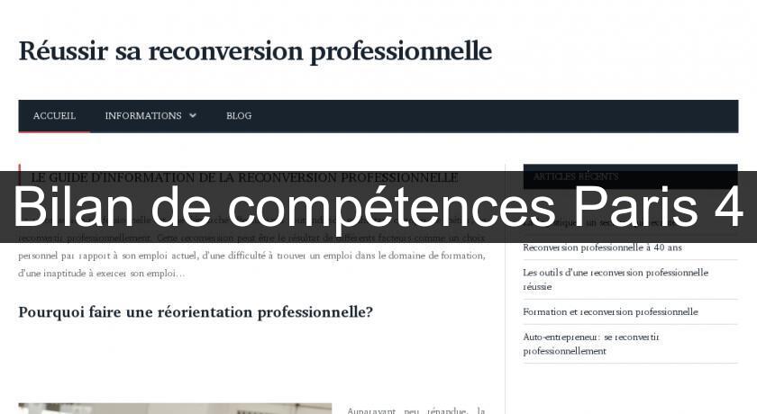 Bilan de compétences Paris 4 Bilan de compétences Paris 4