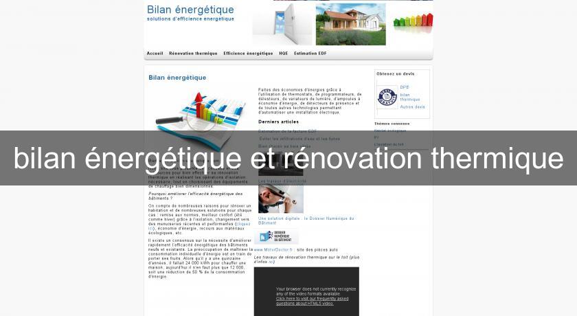 bilan énergétique et rénovation thermique bilan énergétique et rénovation thermique