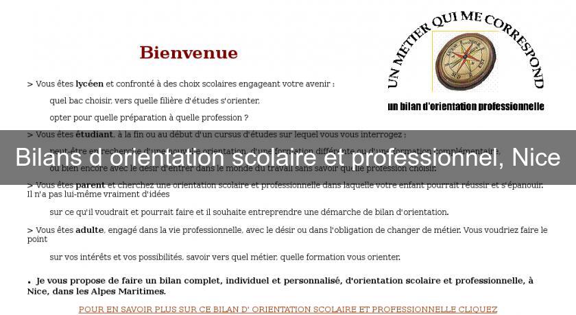 Bilans d'orientation scolaire et professionnel, Nice