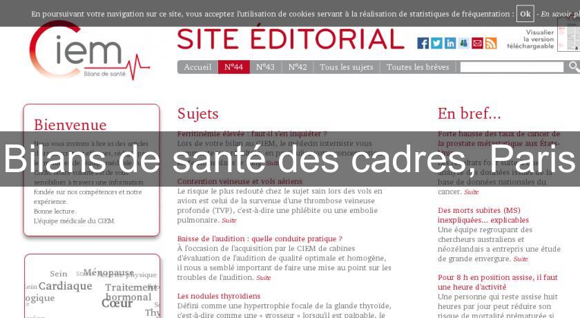 Bilans de santé des cadres, Paris Bilans de santé des cadres, Paris