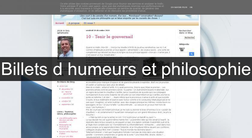Billets d'humeurs et philosophie Billets d'humeurs et philosophie
