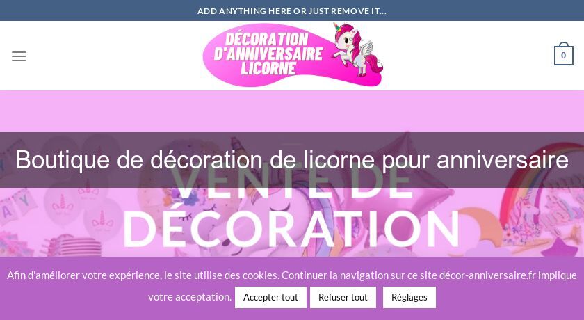 Boutique de décoration de licorne pour anniversaire