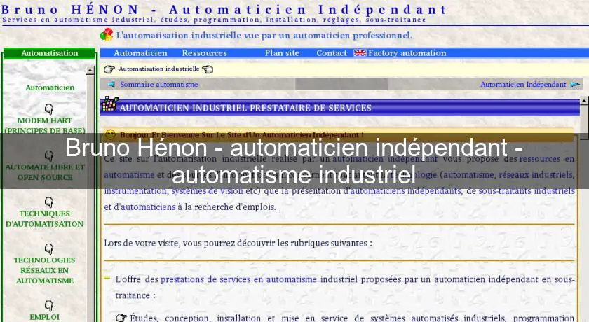 Bruno Hénon - automaticien indépendant - automatisme industriel