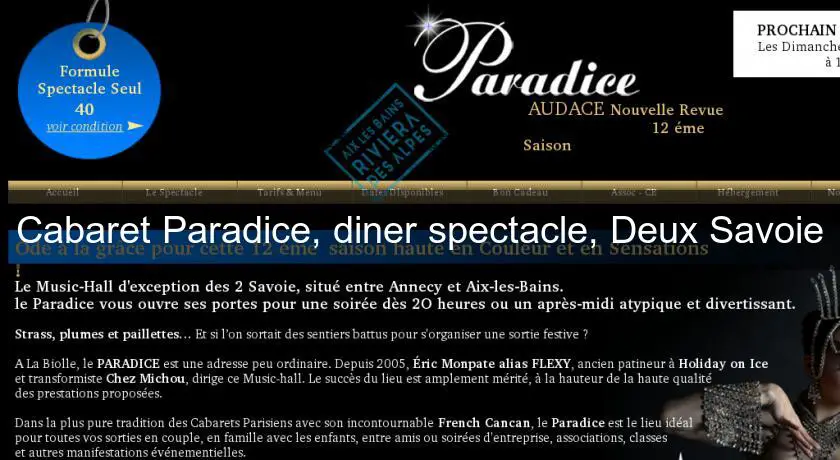 Cabaret Paradice, diner spectacle, Deux Savoie