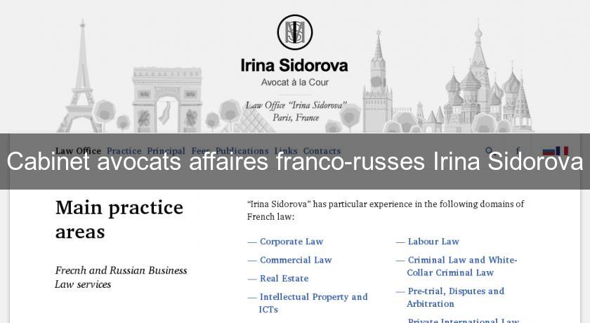Cabinet avocats affaires franco-russes Irina Sidorova
