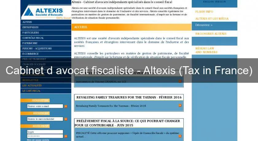 Cabinet d'avocat fiscaliste - Altexis (Tax in France)