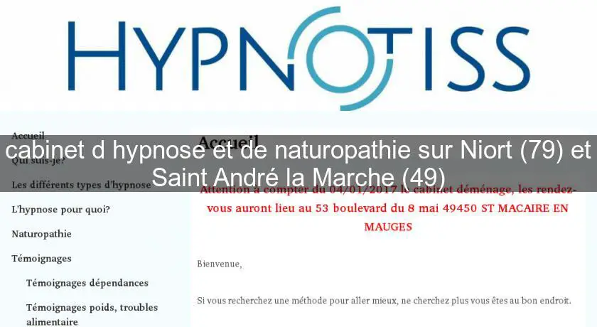 cabinet d'hypnose et de naturopathie sur Niort (79) et Saint André la Marche (49)