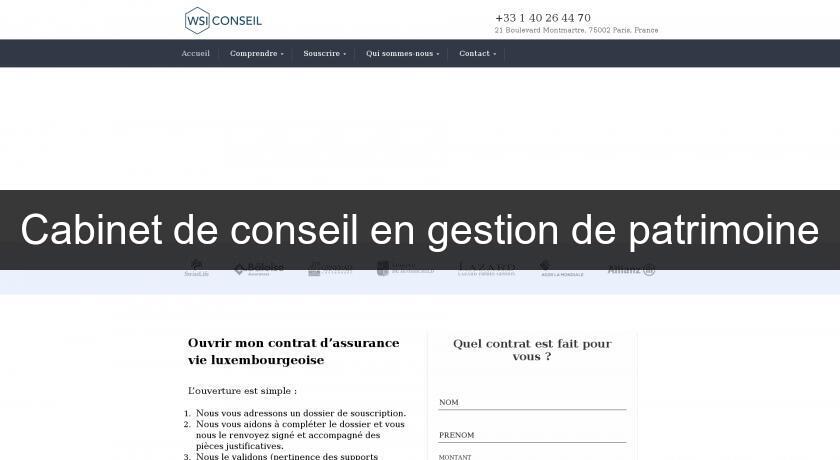 Cabinet de conseil en gestion de patrimoine Cabinet de conseil en gestion de patrimoine