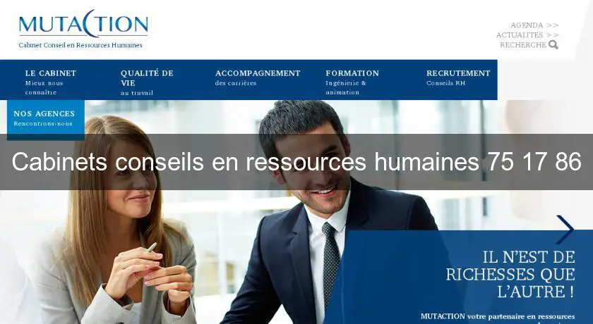 Cabinets conseils en ressources humaines 75 17 86
