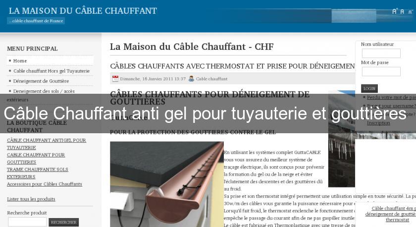 Câble Chauffant anti gel pour tuyauterie et gouttières Câble Chauffant anti gel pour tuyauterie et gouttières