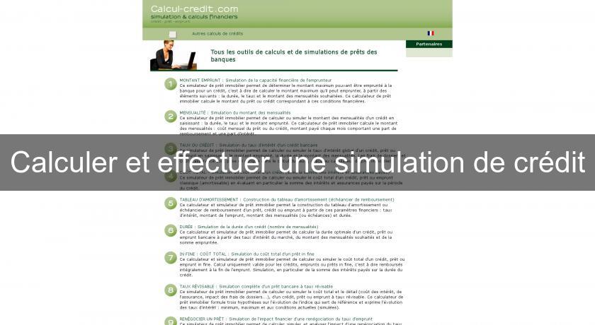Calculer et effectuer une simulation de crédit Calculer et effectuer une simulation de crédit