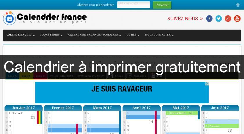 Calendrier à imprimer gratuitement