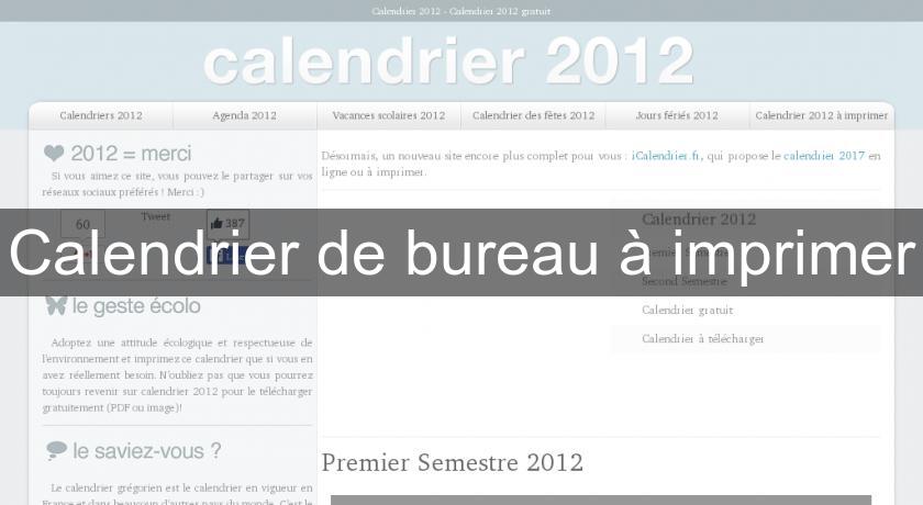 Calendrier de bureau à imprimer Calendrier de bureau à imprimer