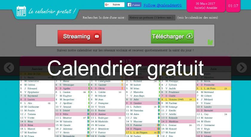 Calendrier gratuit Calendrier gratuit