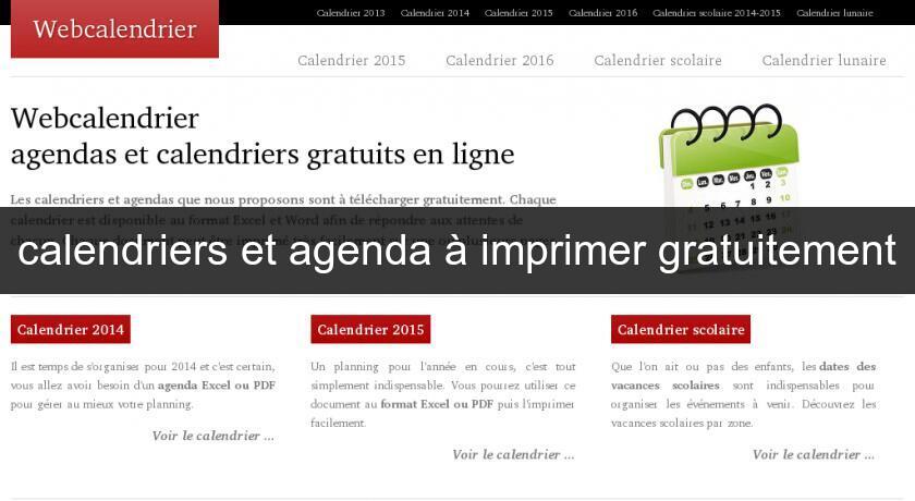 calendriers et agenda à imprimer gratuitement