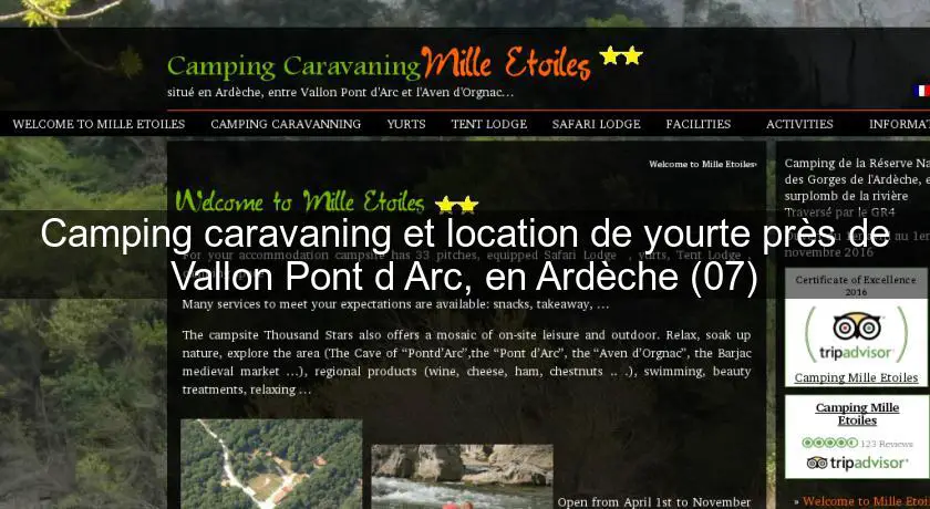 Camping caravaning et location de yourte près de Vallon Pont d'Arc, en Ardèche (07)