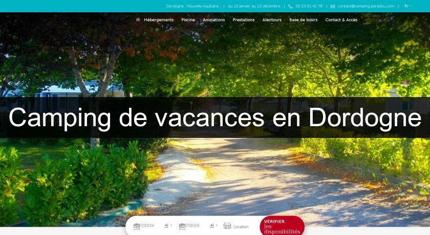 Camping de vacances en Dordogne Camping de vacances en Dordogne