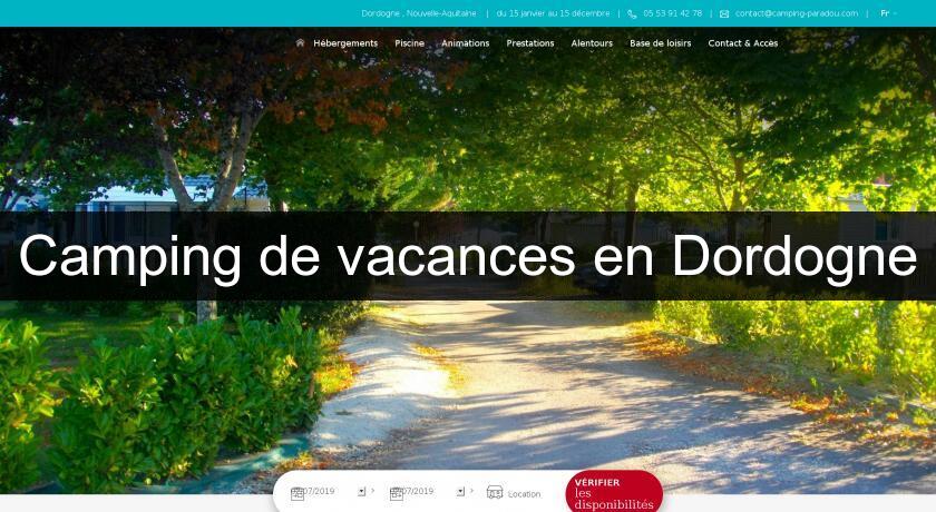 Camping de vacances en Dordogne