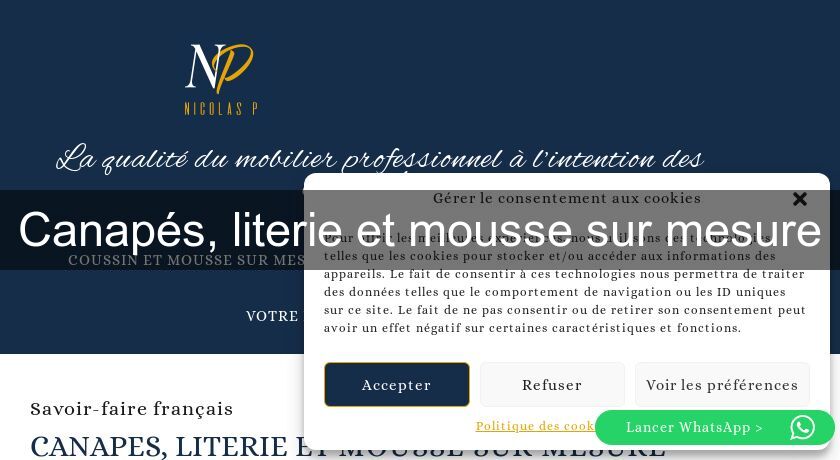 Canapés, literie et mousse sur mesure Canapés, literie et mousse sur mesure