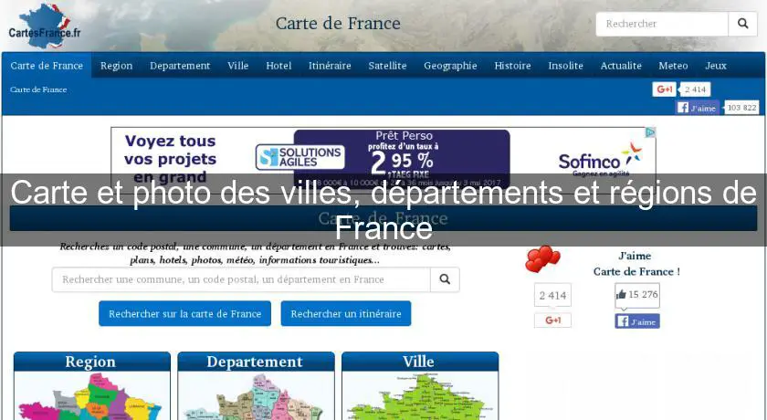 Carte et photo des villes, départements et régions de France