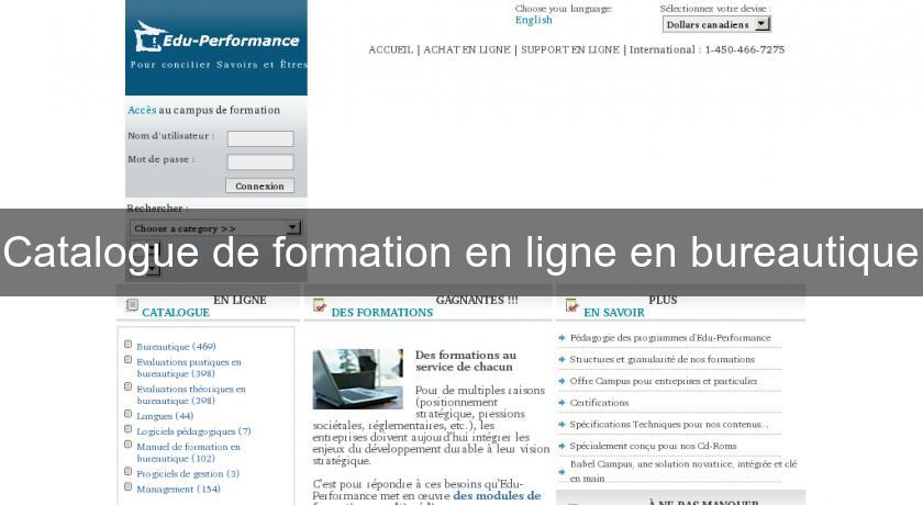 Catalogue de formation en ligne en bureautique Catalogue de formation en ligne en bureautique