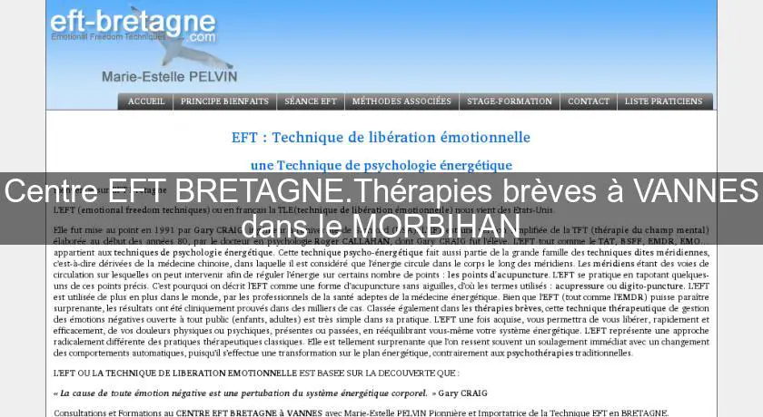 Centre EFT BRETAGNE.Thérapies brèves à VANNES dans le MORBIHAN
