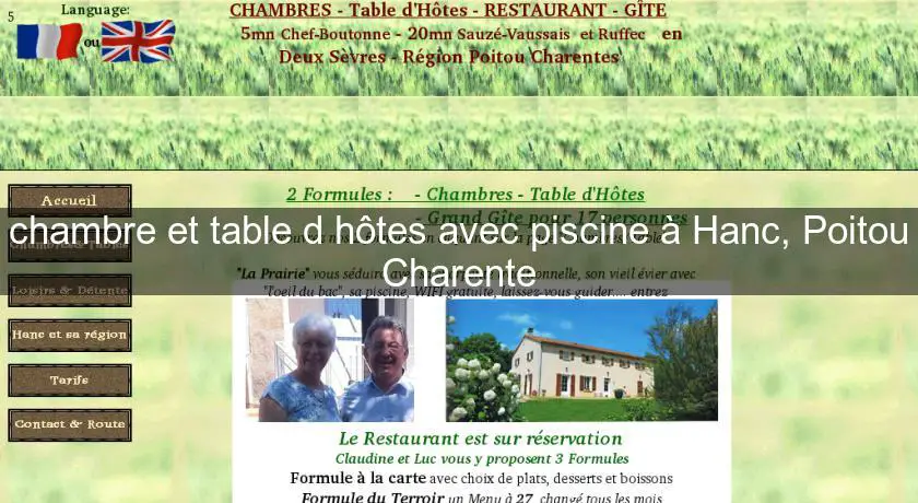 chambre et table d'hôtes avec piscine à Hanc, Poitou Charente
