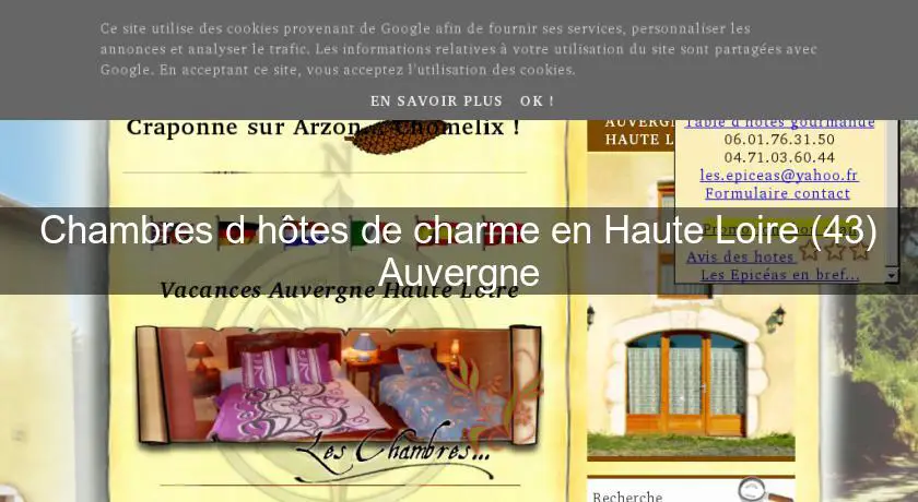 Chambres d'hôtes de charme en Haute Loire (43) Auvergne