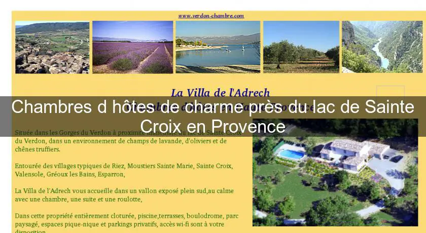 Chambres d'hôtes de charme près du lac de Sainte Croix en Provence