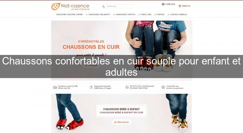 Chaussons confortables en cuir souple pour enfant et adultes