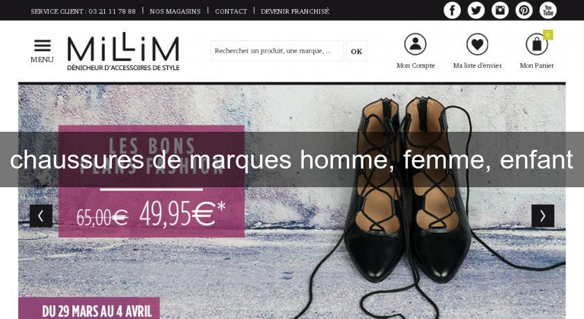 chaussures de marques homme, femme, enfant