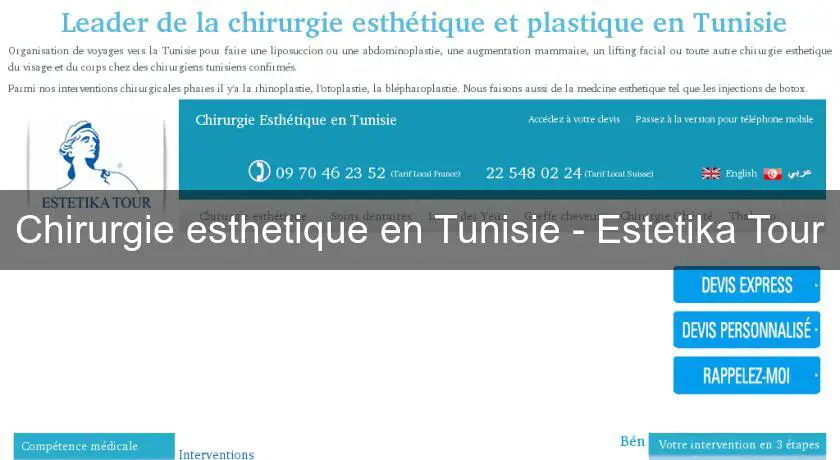 Chirurgie esthetique en Tunisie - Estetika Tour