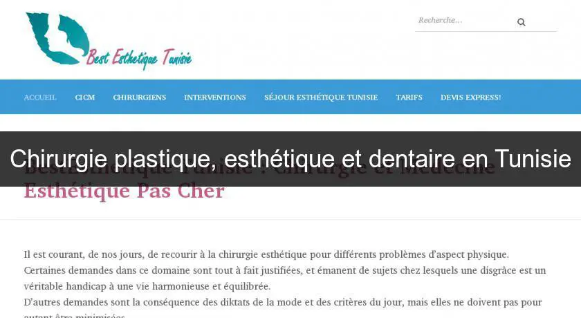 Chirurgie plastique, esthétique et dentaire en Tunisie