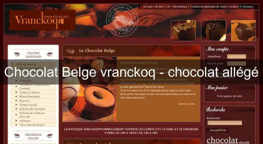 Chocolat Belge vranckoq - chocolat allégé