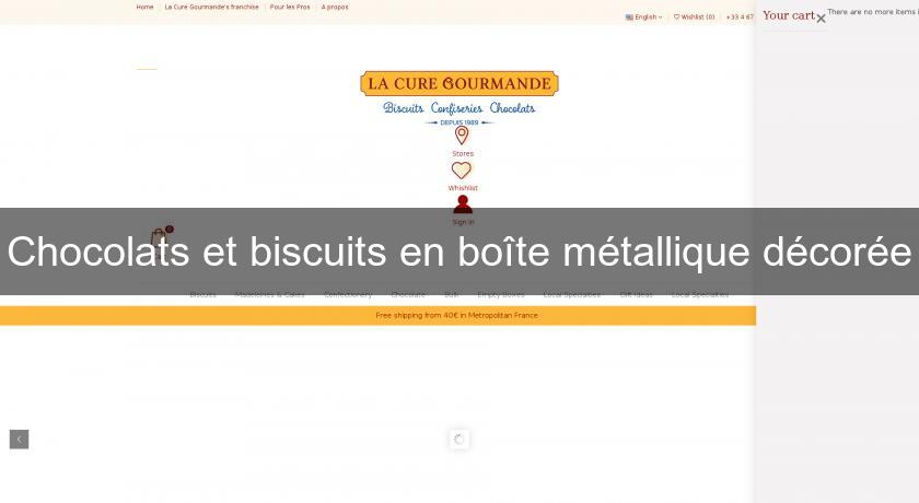 Chocolats et biscuits en boîte métallique décorée Chocolats et biscuits en boîte métallique décorée