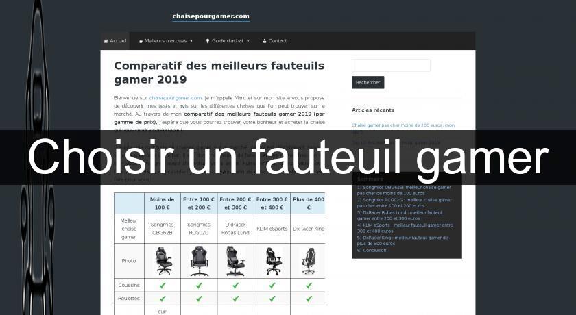 Choisir un fauteuil gamer Choisir un fauteuil gamer