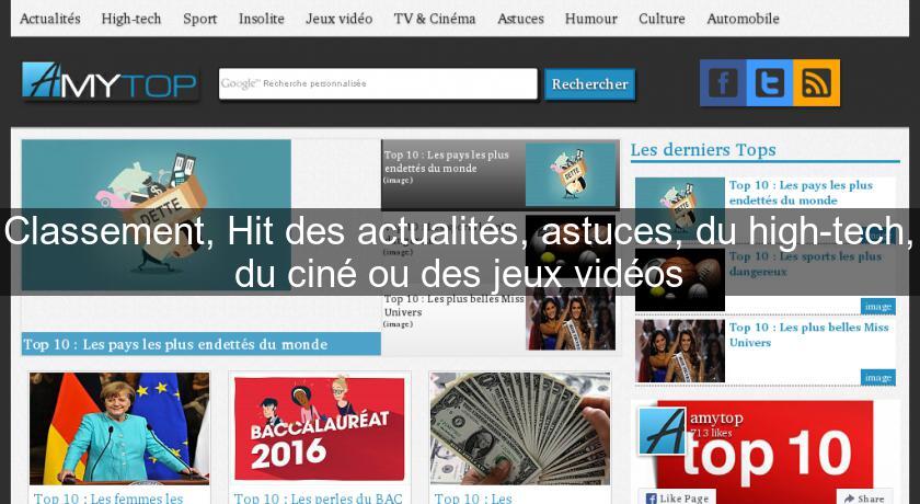 Classement, Hit des actualités, astuces, du high-tech, du ciné ou des jeux vidéos Classement, Hit des actualités, astuces, du high-tech, du ciné ou des jeux vidéos