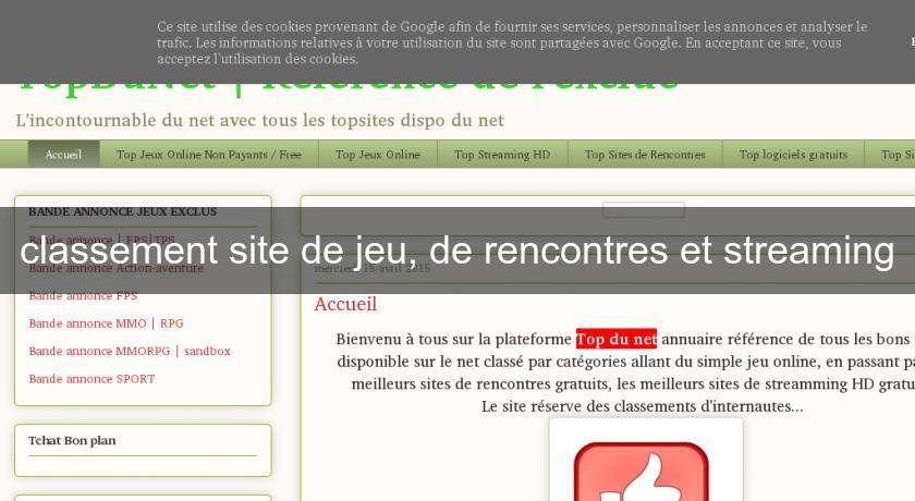 classement site de jeu, de rencontres et streaming