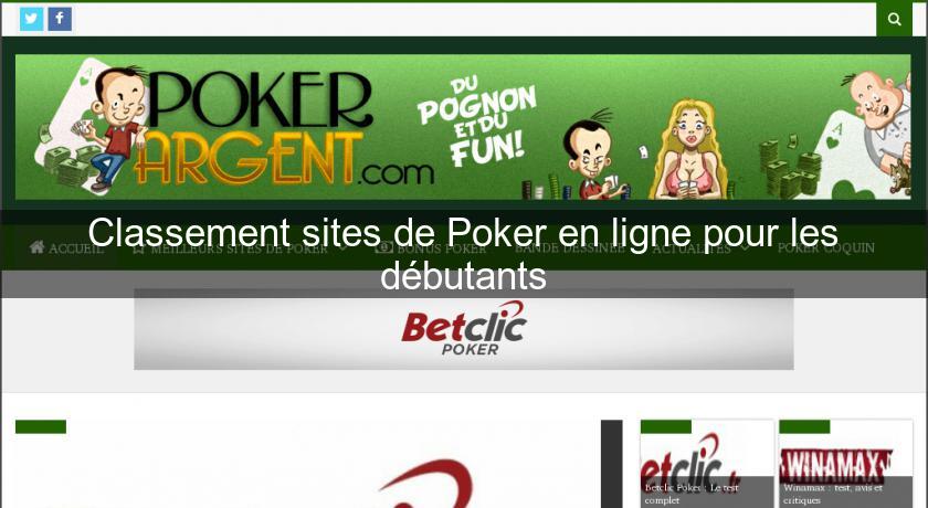 Classement sites de Poker en ligne pour les débutants