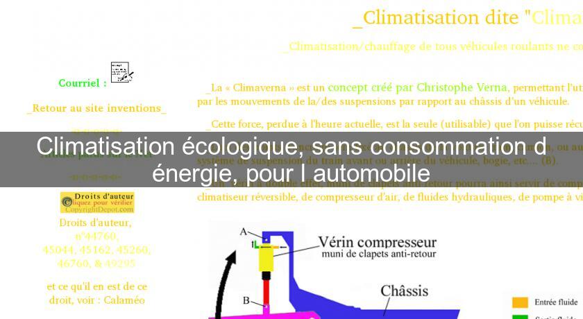 Climatisation écologique, sans consommation d'énergie, pour l'automobile