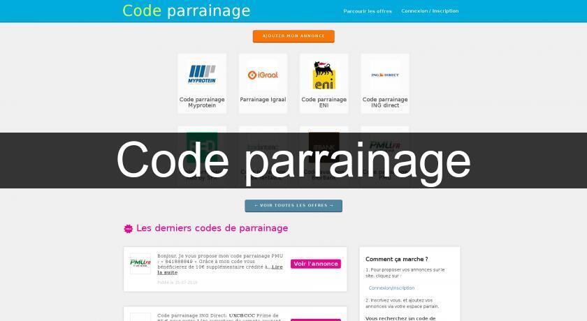 Code parrainage Code parrainage