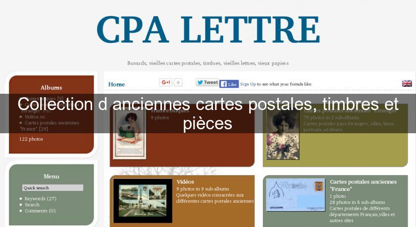 Collection d'anciennes cartes postales, timbres et pièces Collection d'anciennes cartes postales, timbres et pièces