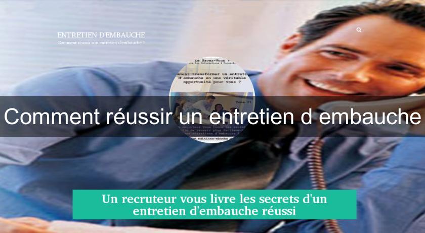 Comment réussir un entretien d'embauche Comment réussir un entretien d'embauche