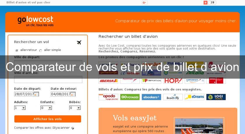 Comparateur de vols et prix de billet d'avion