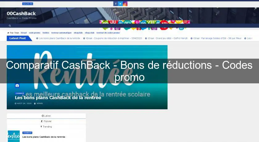 Comparatif CashBack - Bons de réductions - Codes promo